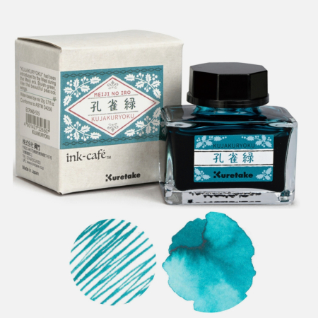 SCRIS DE MANA - Cerneala turcoaz inchis pentru stilou Kuretake Ink-Café Meiji No Iro, Kujakuryoku, 20 g