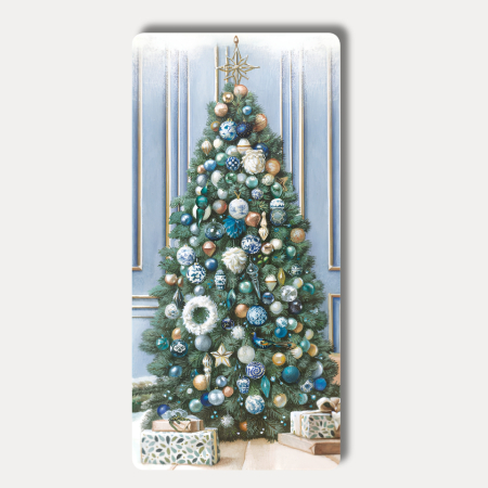 FELICITARI - Felicitare cu plic ivoire DL, Bomo Art, model Blue Christmas, hartie 350 g/mp, 100 x 210 mm