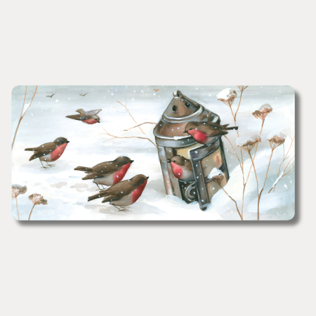 FELICITARI - Felicitare cu plic ivoire DL, Bomo Art, model Birds on the Snow, hartie 350 g/mp, 100 x 210 mm