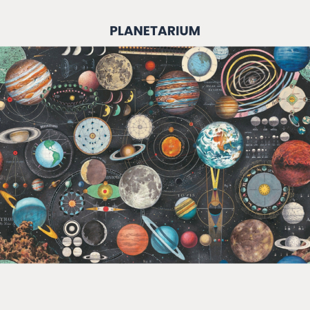 HARTIE DE AMBALAT - Hartie de ambalat cadouri Bomo Art, model Planetarium, 70x100cm, 90g/mp