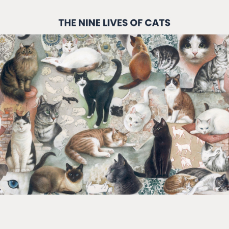HARTIE DE AMBALAT - Hartie de ambalat cadouri Bomo Art, model The Nine Lives of Cats, 70x100cm, 90g/mp