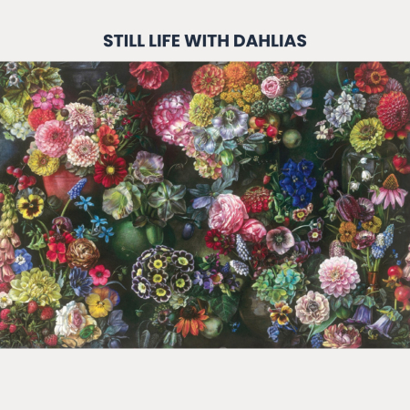 HARTIE DE AMBALAT - Hartie de ambalat cadouri Bomo Art, model Still Life with Dahlias, 70x100cm, 90g/mp