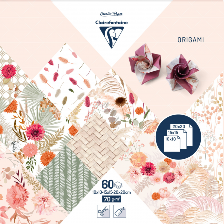 Hartie origami - Hartie origami – Flori uscate, 70g, 60 foi