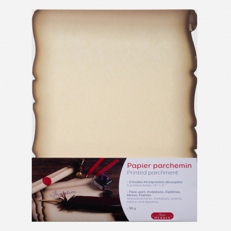 Hartie speciala - Hartie pergament cu margini arse,  A4, 90g, Jacques Herbin, 5 buc