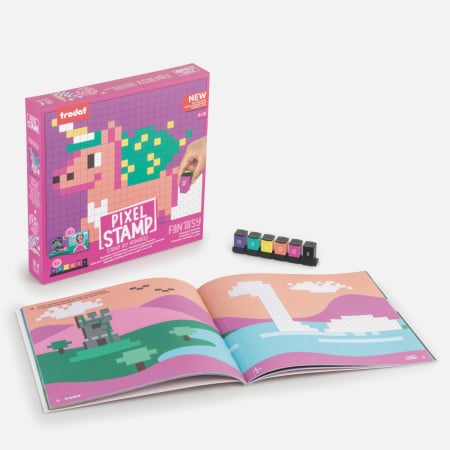PAPETARIE COPII - Joc de colorat pe numere cu stampile Trodat Pixel Stamp - Fantezie