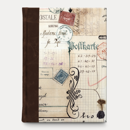 Bomo Art - Jurnal Bomo legat manual, model Hand script, cotor din piele, hartie ivory 90g/mp