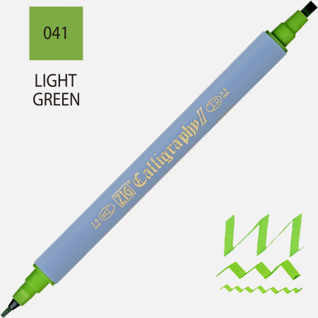 Markere - Marker caligrafie cu varf lat Kuretake ZIG Calligraphy II, 2 mm si 3,5 mm - Light Green
