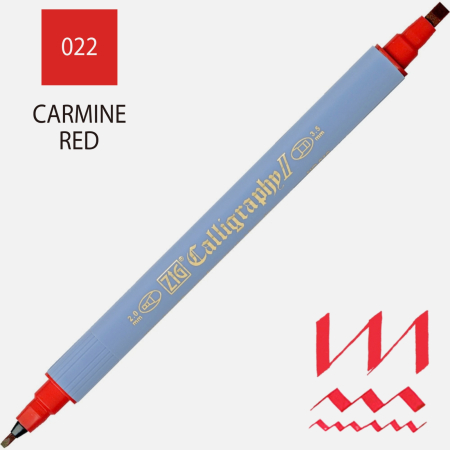 Markere - Marker caligrafie cu varf lat Kuretake ZIG Calligraphy II, 2 mm si 3,5 mm - Red