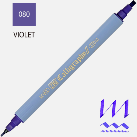 INSTRUMENTE DE SCRIS - Marker caligrafie cu varf lat Kuretake ZIG Calligraphy II, 2 mm si 3,5 mm - Violet
