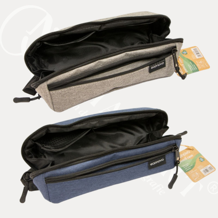 Penare - Penar neechipat tip etui Econovo, 2 fermoare, pentru scoala si birou