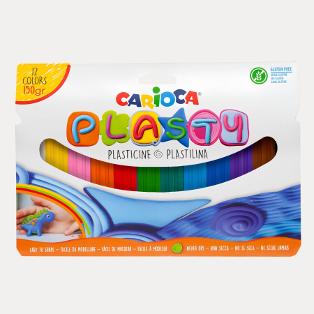 Plastilina - Plastilina pentru copii Carioca Plasty 12 Culori, 150 g, usor de modelat, reutilizabila