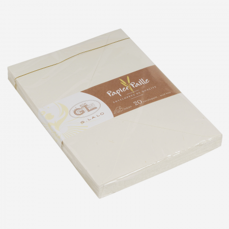 Plic C6 Clairefontaine, hartie naturala din paie de fan Paille, alb cremos cu insertii vegetale, 120g, 114 x 162 mm [2]