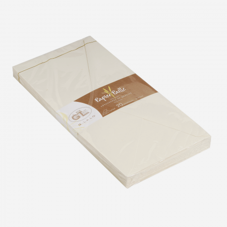 Plic DL Clairefontaine, hartie naturala din paie de fan Paille, alb cremos cu insertii vegetale, 120g, 110 x 220 mm [2]