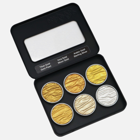 Coliro Finetec - Set 6 acuarele caligrafie si pictura - Gold & Silver