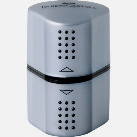 Ascutitoare tripla cu container, argintie, Grip 2001 - Faber Castell [1]
