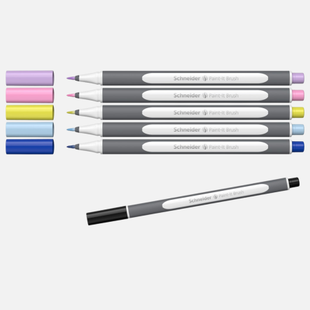 Brush pens - Set 6 markere cu varf pensula Schneider Paint-It 070 pentru lettering si caligrafie brushpen