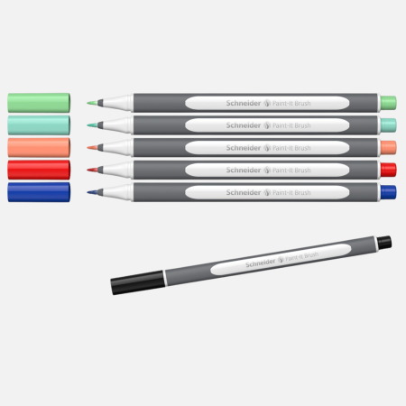 Brush pens - Set 6 markere cu varf pensula Schneider Paint-It 070 pentru lettering si caligrafie brushpen