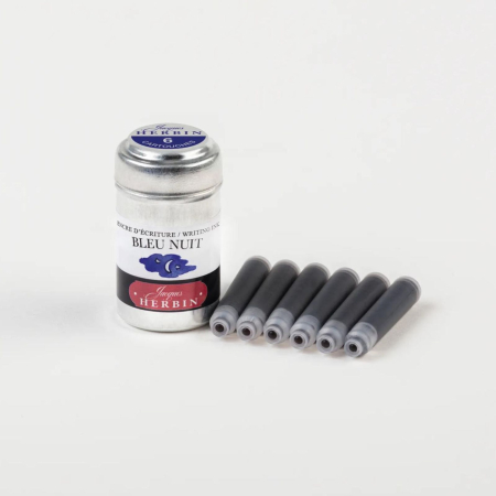 Patroane - rezerve - Set 6 rezerve cerneala albastra pentru stilou, Bleu Nuit - La Perle des Encres, Jacques Herbin