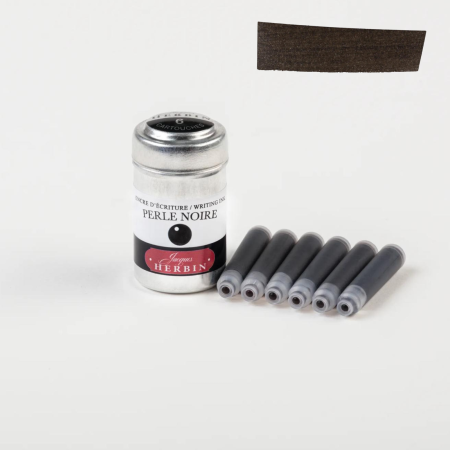 Patroane - rezerve - Set 6 rezerve cerneala neagra pentru stilou, Perle Noire - La Perle des Encres, Jacques Herbin