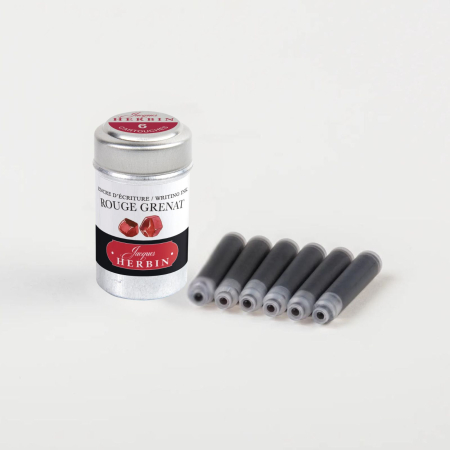 Patroane - rezerve - Set 6 rezerve cerneala rosie pentru stilou, Rouge Grenat - La Perle des Encres, Jacques Herbin