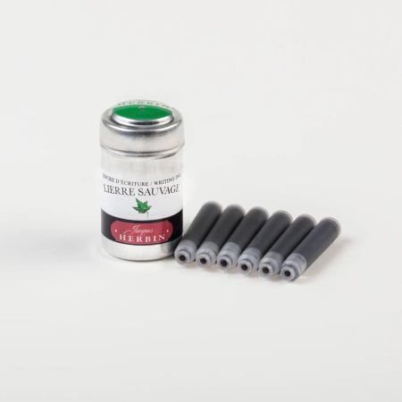SCRIS DE MANA - Set 6 rezerve cerneala verde pentru stilou, Lierre Sauvage - La Perle des Encres, Jacques Herbin