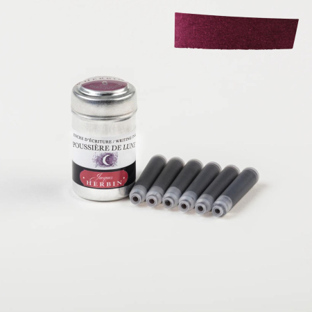 SCRIS DE MANA - Set 6 rezerve cerneala violet pentru stilou, Poussiere de Lune - La Perle des Encres, Jacques Herbin