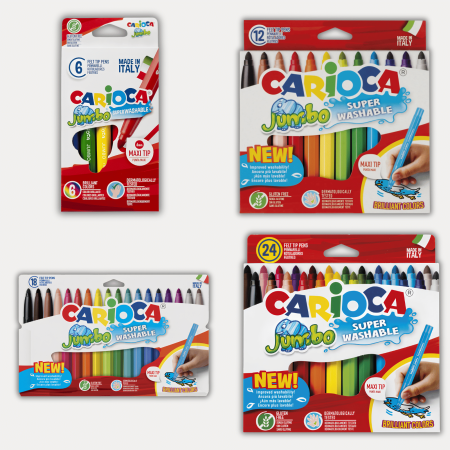 PAPETARIE COPII - Set carioci diverse culori Carioca Jumbo, super lavabile, varf gros, pentru copii, scoala si gradinita