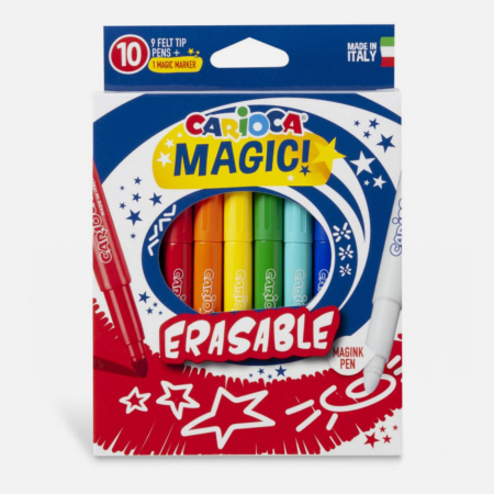 Carioci - Set carioci Magic Erasable cu marker special pentru corectare si stergere, Carioca, set 10 culori