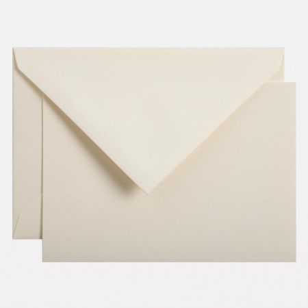 HARTIE SI PLICURI - Set de corespondenta premium, plic 125g + cartolina 350g, hartie din bumbac Velin pur Cotton, alb cremos, 114 x 162 mm, G. Lalo - Clairefontaine
