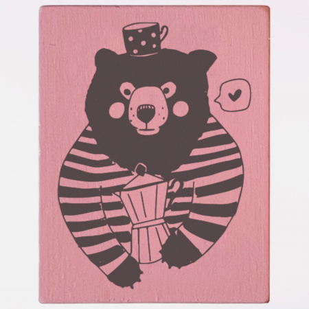 Stampile personalizate - Stampila Ursul cafegiu, 43x33mm, May&Berry pentru hobby, art&craft, activitati copii
