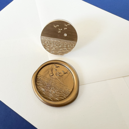 Colectie 2026 - Stampila pentru sigilii de ceara – APUS DE SOARE, model 3D, dimensiune 2.5 cm, colectie 2026 Mariart