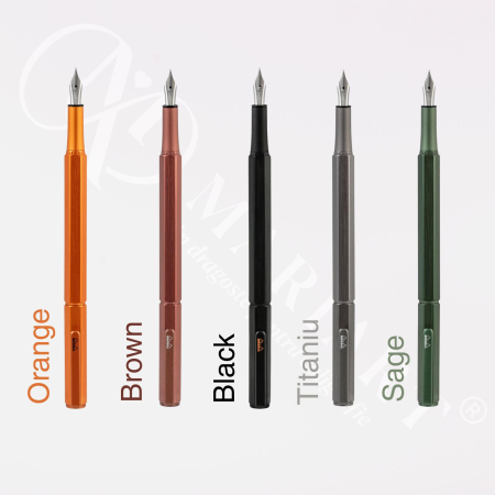 Stilou premium Rhodia, corp metalic, penita iridiu, design hexagonal, convertor inclus, Fountain pen