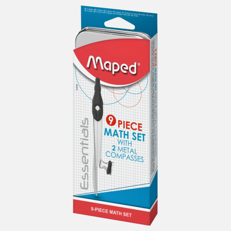 ASCUTITOARE, RADIERE SI ACCESORII - Trusa geometrie Maped Essentials Metal, 9 piese, set complet