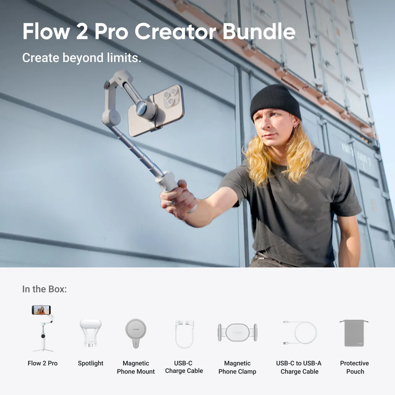 Stabilizator Insta360 Flow 2 Pro Creator Bundle, Summit White
