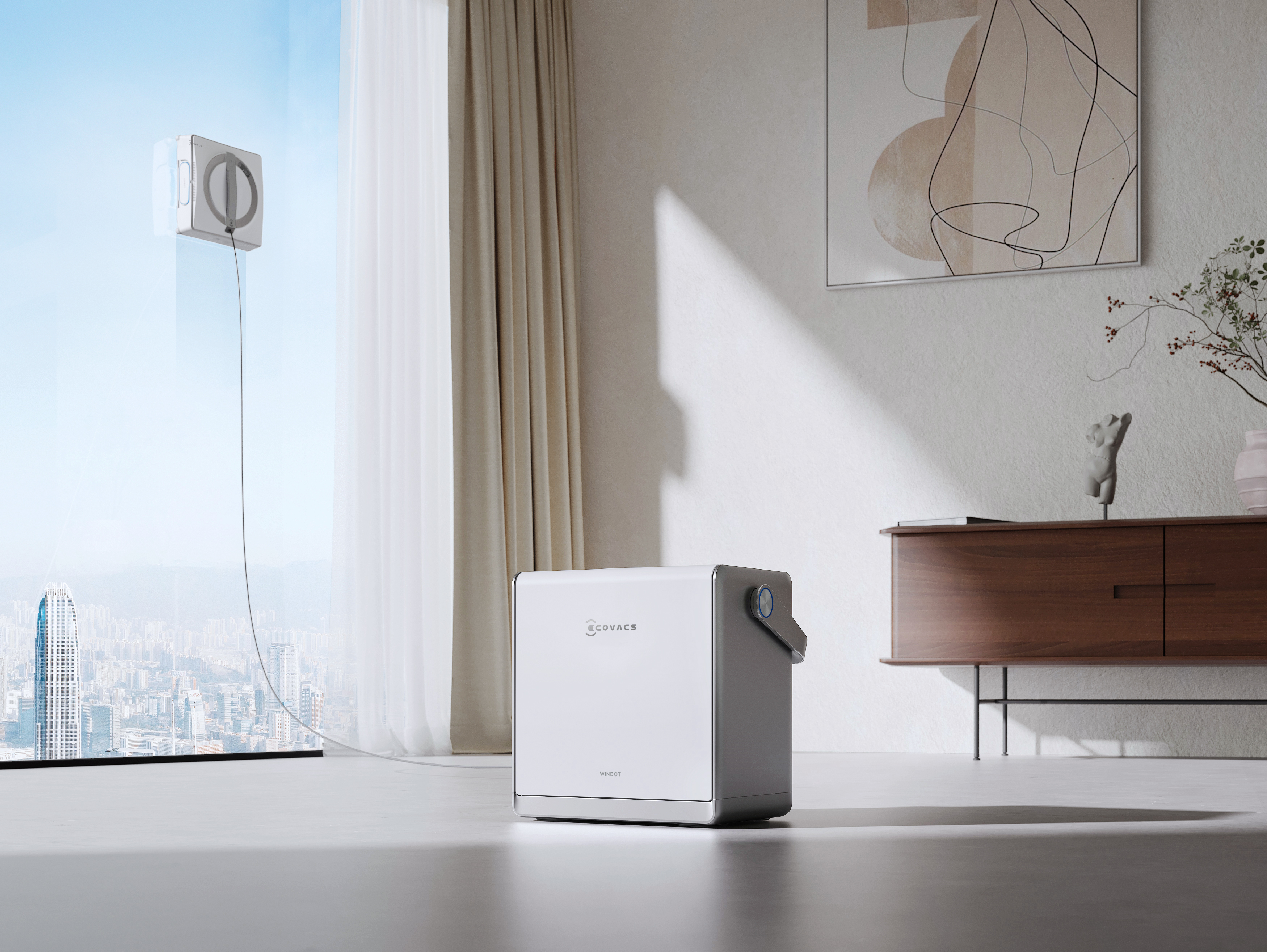 Robot de curatare geamuri Ecovacs WINBOT W2 PRO OMNI, Alb
