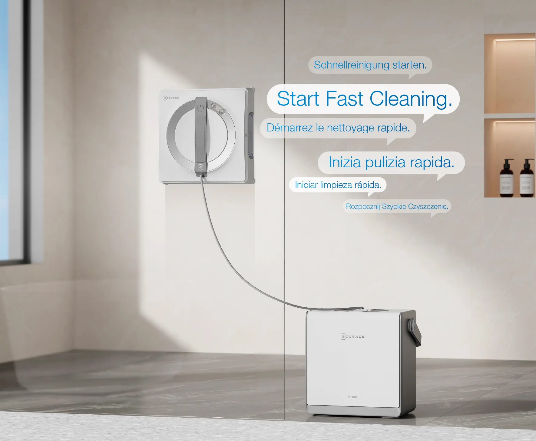 Robot de curatare geamuri Ecovacs WINBOT W2 PRO OMNI, Alb