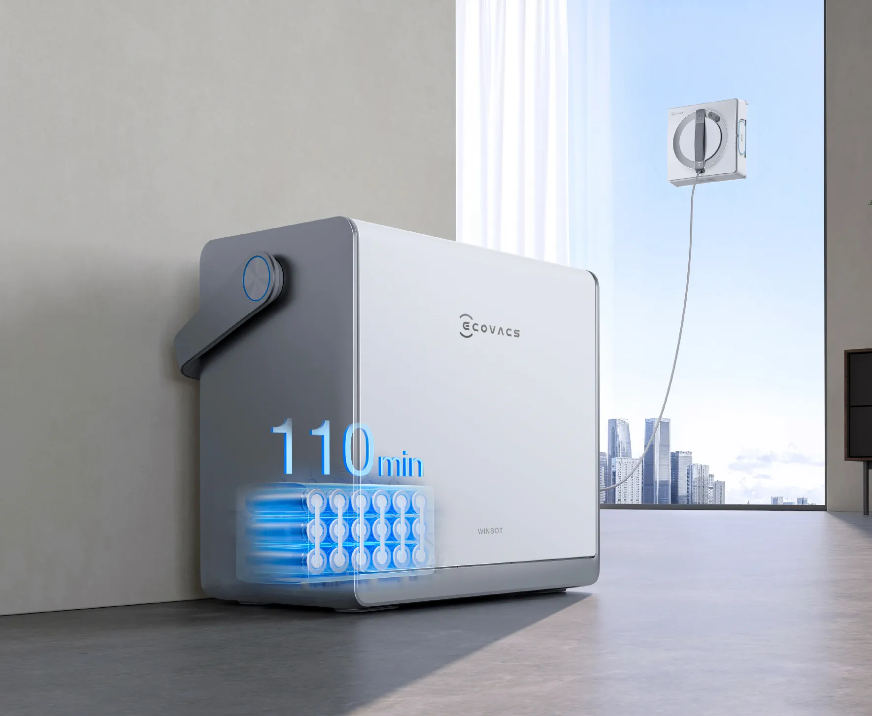 Robot de curatare geamuri Ecovacs WINBOT W2 PRO OMNI, Alb