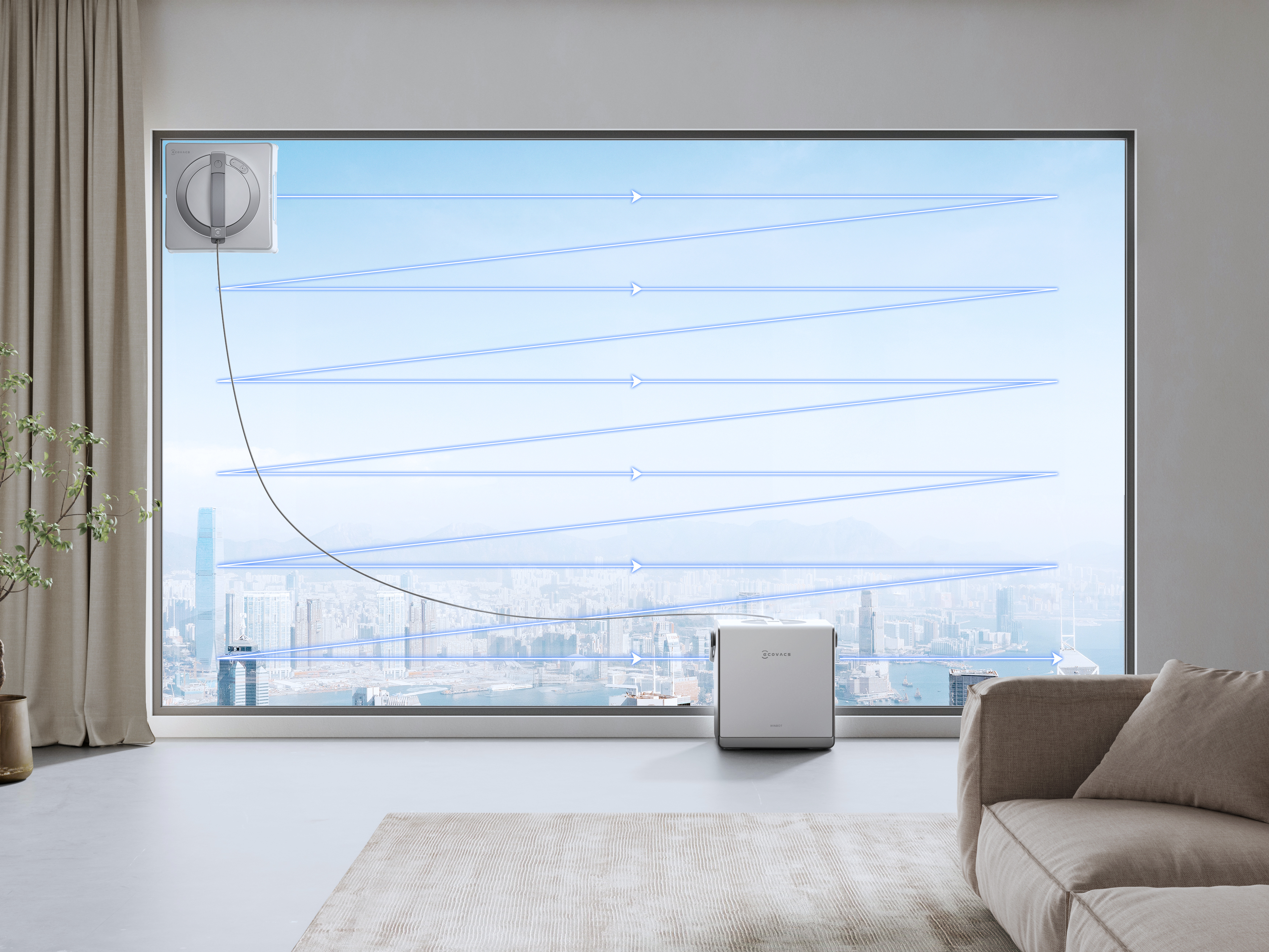 Robot de curatare geamuri Ecovacs WINBOT W2 PRO OMNI, Alb