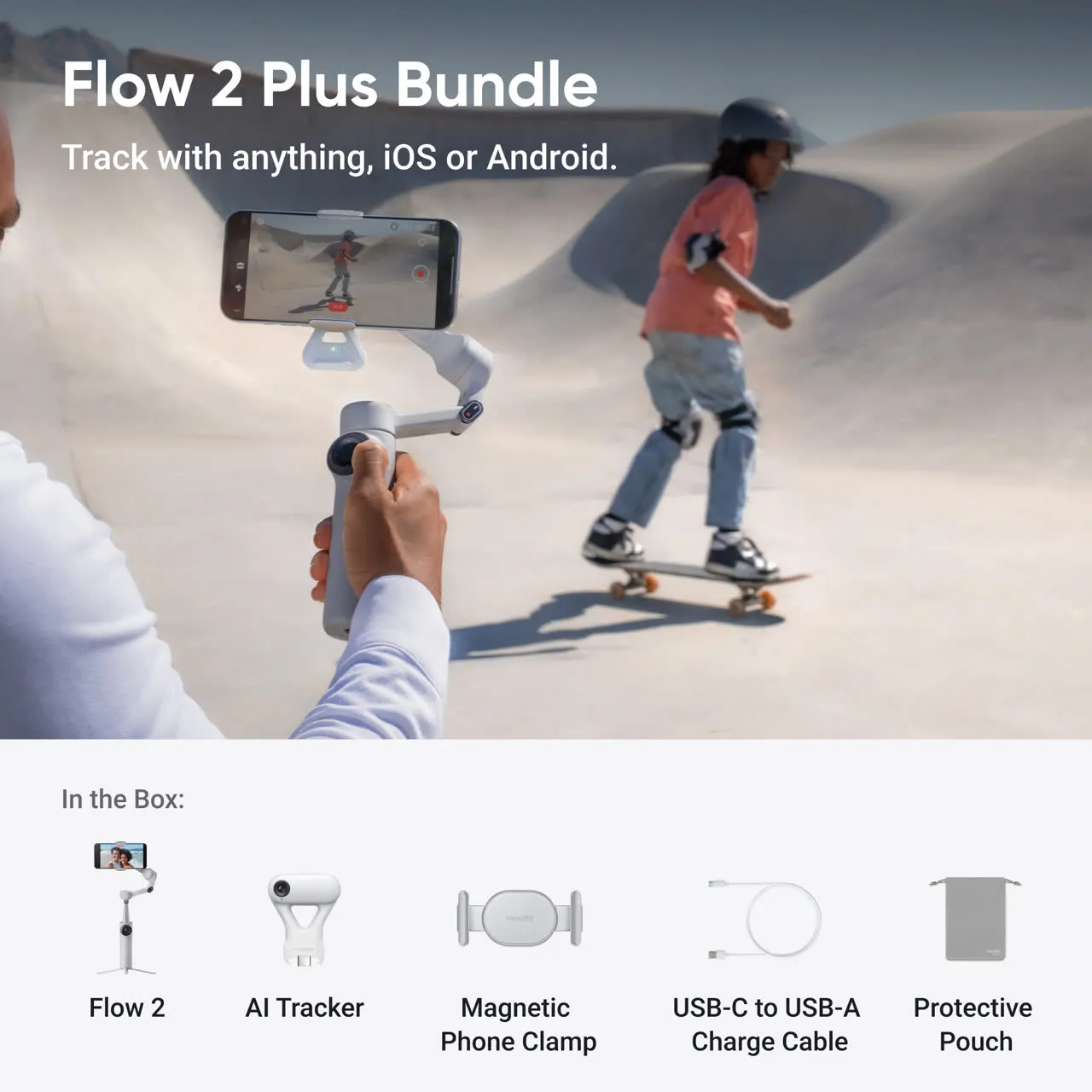 Stabilizator Insta360 Flow 2 Plus Bundle, Stone Gray