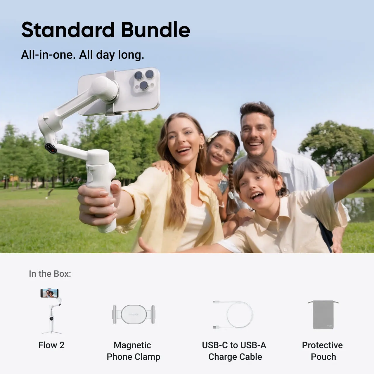 Stabilizator Insta360 Flow 2 Standard Bundle, Summit White