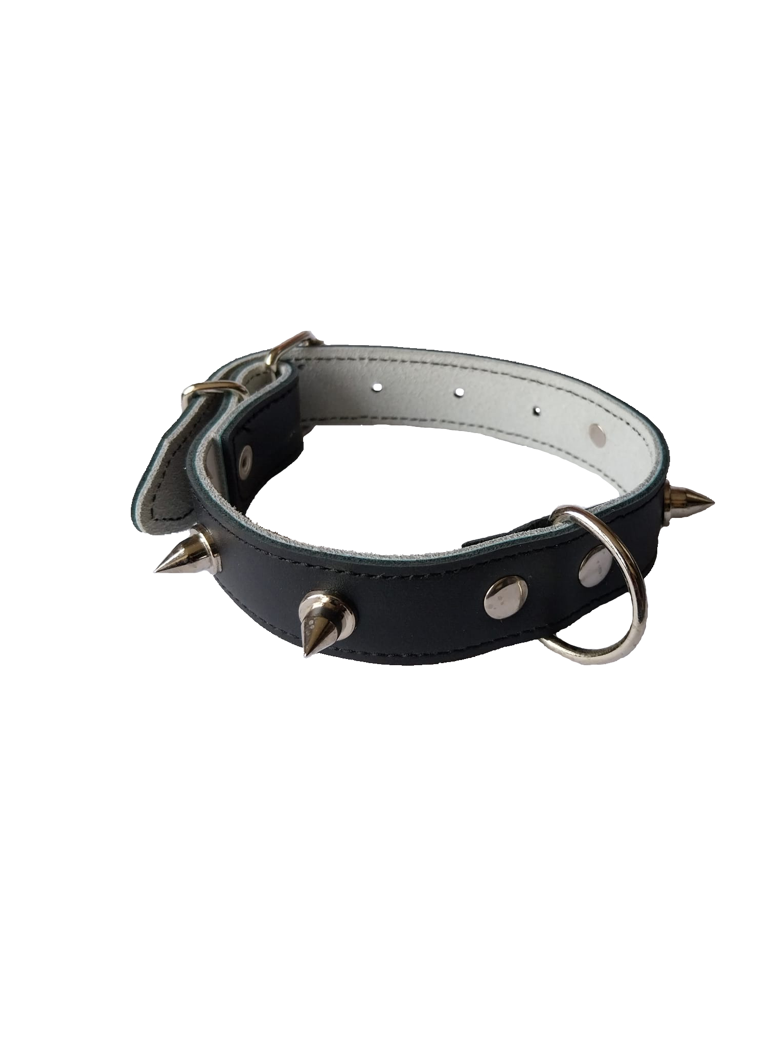 Petshop - Zgarda Piele Naturala, cu Colti, 25 mm x 40 cm, Negru