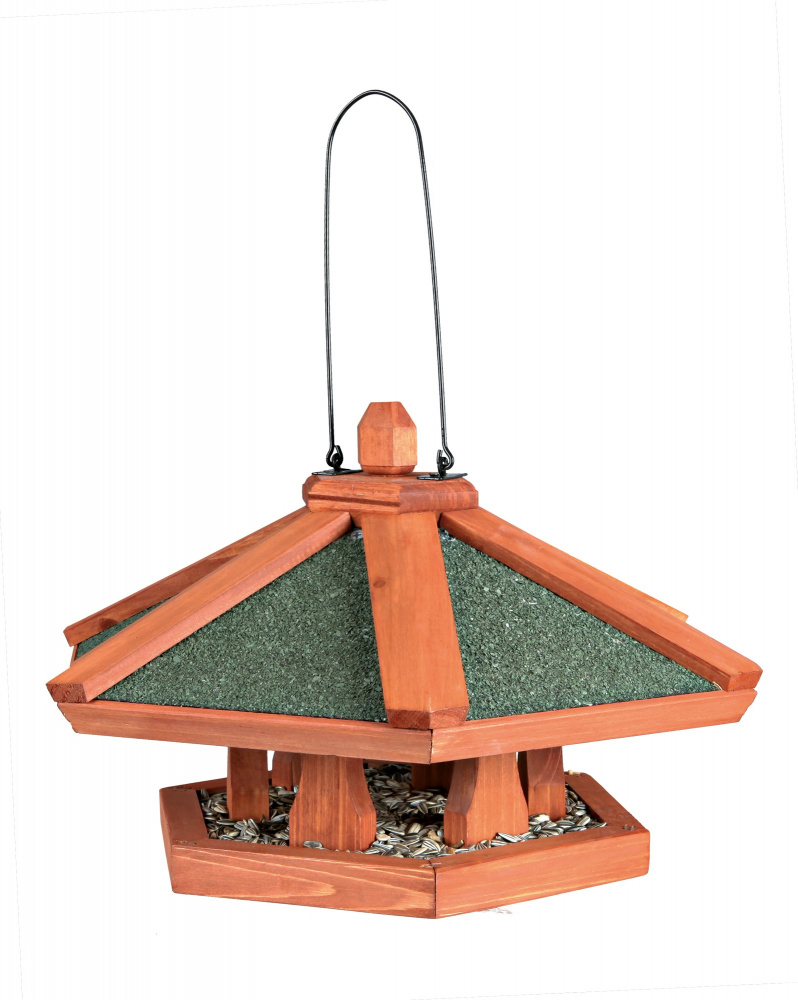 Castroane si adapatori animale - Hranitor Exterior, Suspendat, Lemn, 42 x 24 cm, Maro