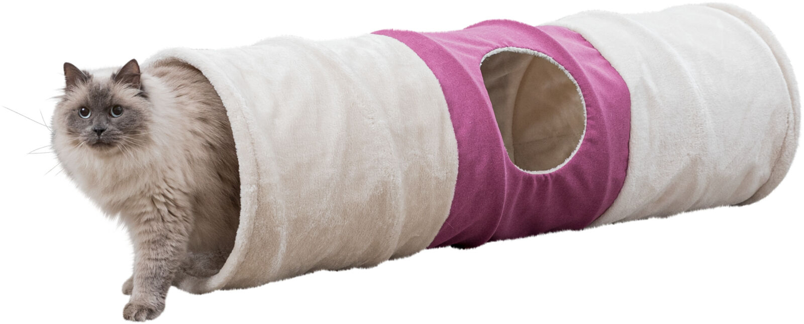 Petshop - Tunel pentru Pisici, XXL, 35 x 115 cm, Bej/Fuchsia