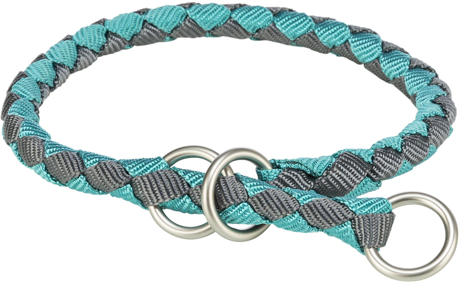 Petshop - Zgarda Pentru Caini, Cavo Coarda, Semistrangulanta, L-XL: 52-60 cm/ 18 mm, Aqua/Grafit