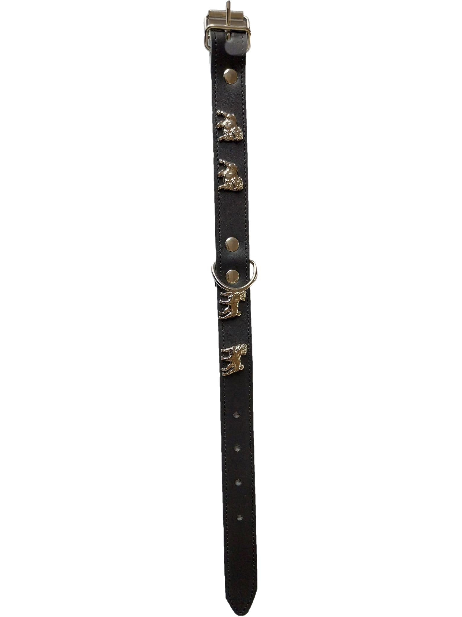 Zgarda Piele Naturala, cu Accesorii Bulldog, 25 mm x 40 cm, Negru [1]