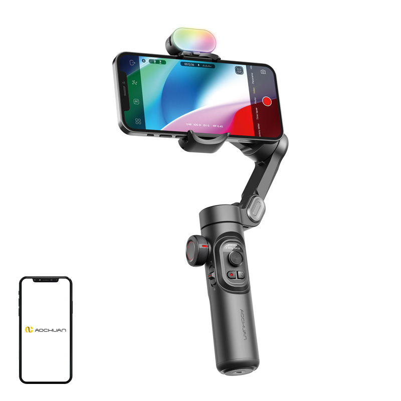 Accesorii telefoane mobile - AOCHUAN XE Gimbal cu iluminare RGB (negru)