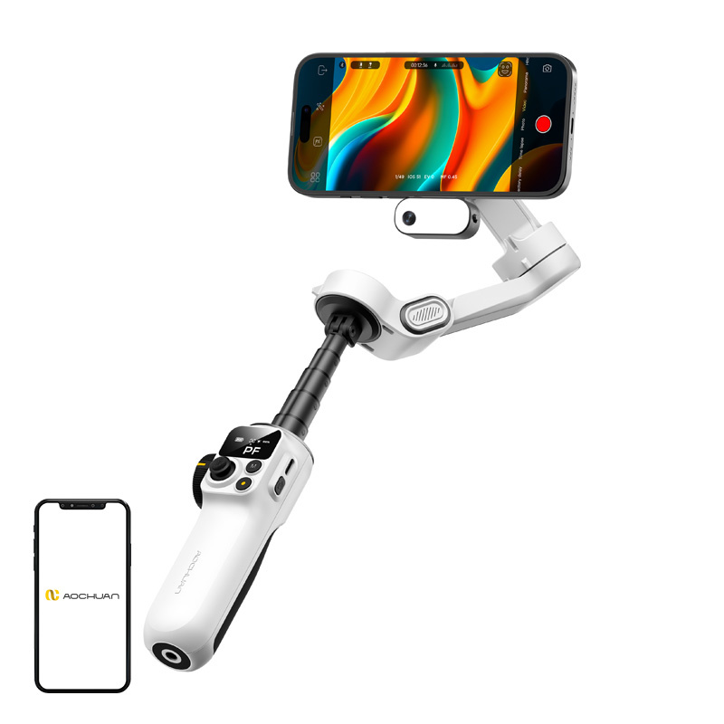 Accesorii telefoane mobile - Stabilizator AOCHUAN P2 cu senzor AI (alb)