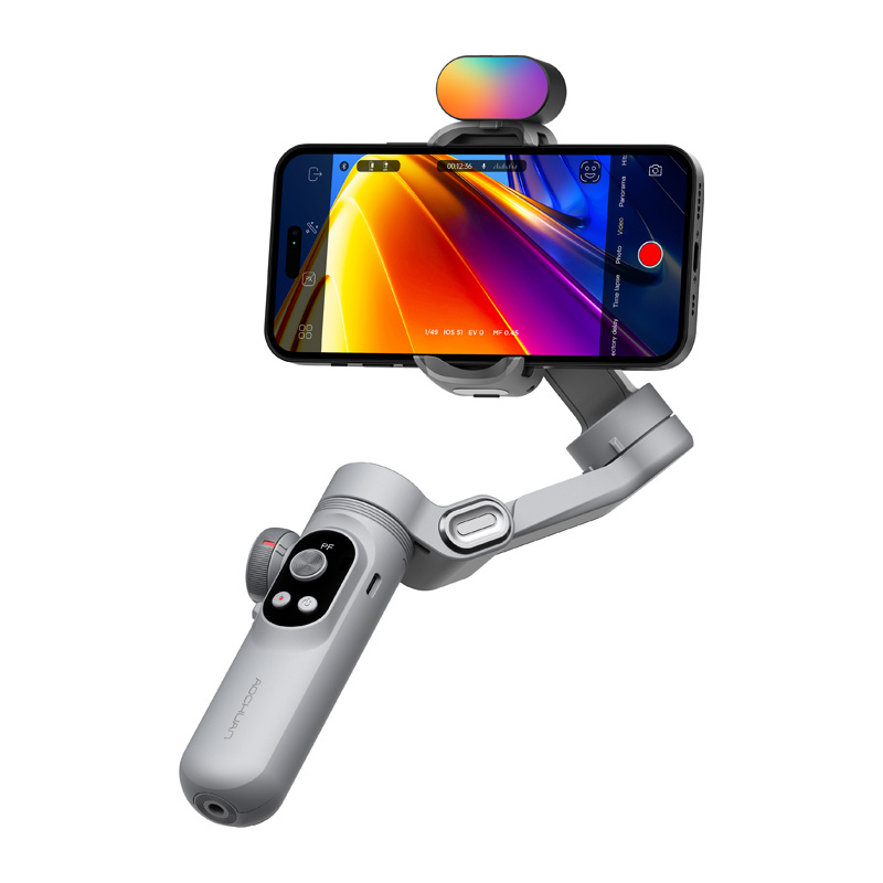 Gimbal AOCHUAN X Pro cu iluminare RGB (gri) [1]
