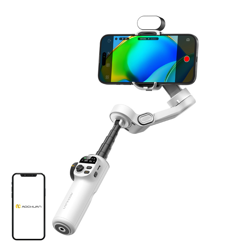 Accesorii telefoane mobile - Stativ AOCHUAN X2 cu iluminare RGB (alb)