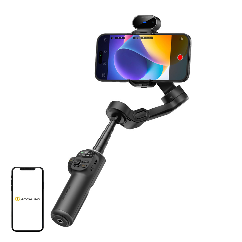 Accesorii telefoane mobile - Stabilizator AOCHUAN X2 cu senzor AI (negru)